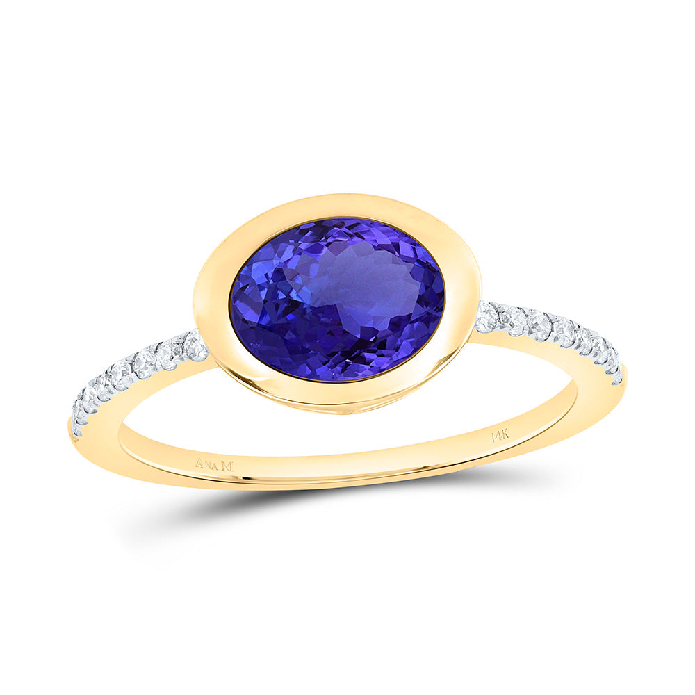 14K Yellow Or White Gold 1/8 Cttw Natural Diamond Ana M 9X7Mm Oval Natural Gem Oval Bridal Anniversary Wedding Engagement Band Ring