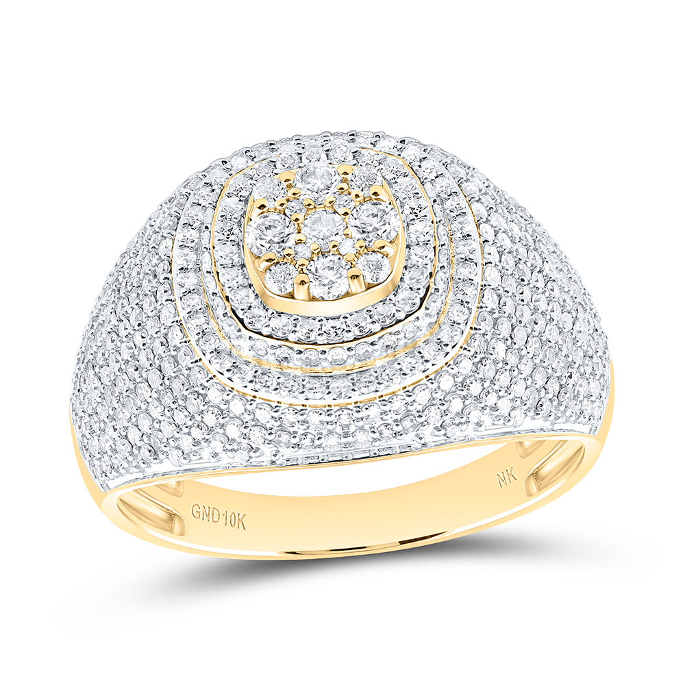 10K Yellow Or White Gold 1 5/8 Cttw Natural Diamond Nk Cushion Mens Bridal Anniversary Wedding Engagement Band Ring