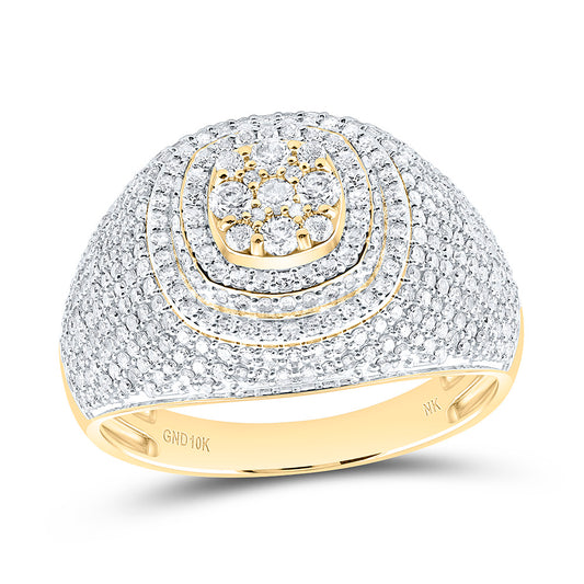 10K Yellow Or White Gold 1 5/8 Cttw Natural Diamond Nk Cushion Mens Bridal Anniversary Wedding Engagement Band Ring