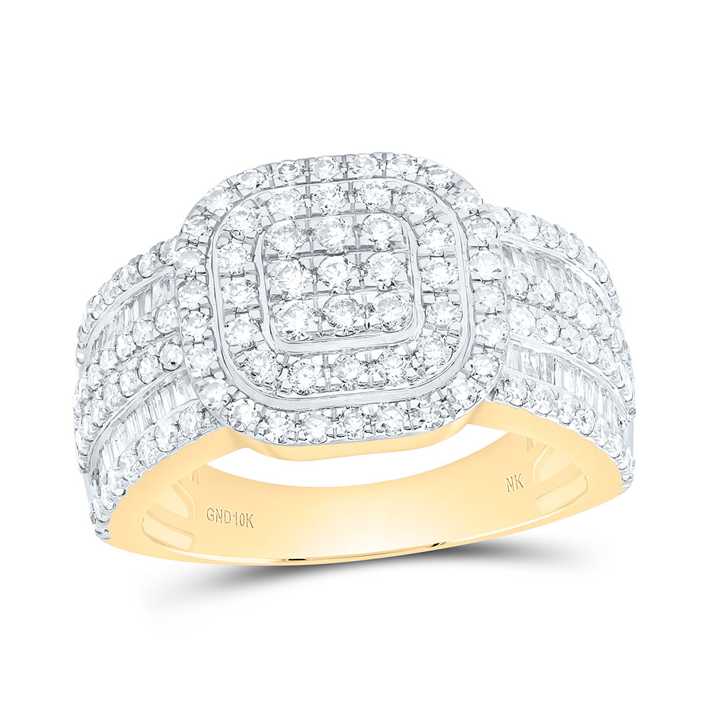 10K Yellow Or White Gold 1 Cttw Natural Diamond Nk Fashion Cushion Bridal Anniversary Wedding Engagement Band Ring