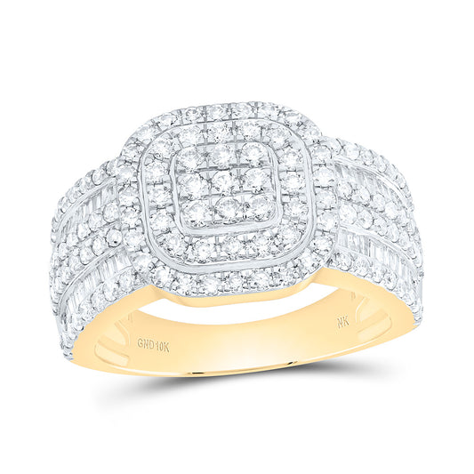 10K Yellow Or White Gold 1 Cttw Natural Diamond Nk Fashion Cushion Bridal Anniversary Wedding Engagement Band Ring
