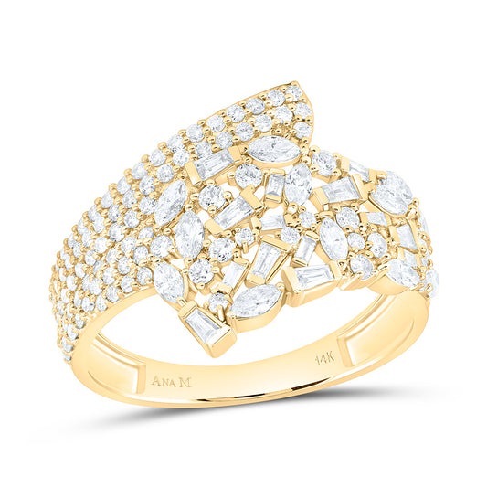 14K Yellow Or White Gold 7/8 Cttw Natural Diamond Ana M Fashion Bridal Anniversary Wedding Engagement Band Ring