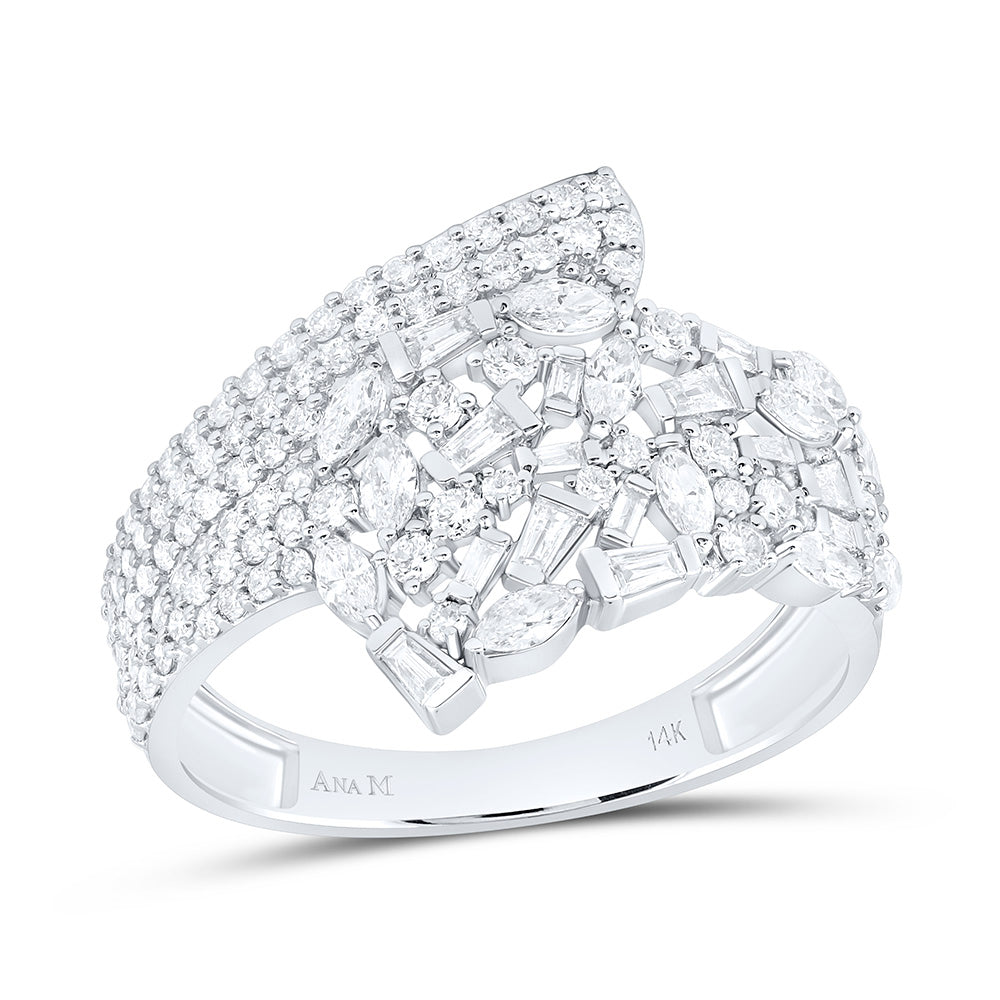 14K Yellow Or White Gold 7/8 Cttw Natural Diamond Ana M Fashion Bridal Anniversary Wedding Engagement Band Ring