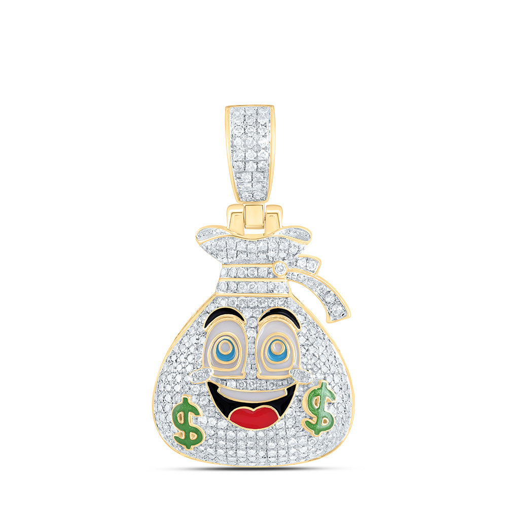 10K Yellow Gold 1/2 Cttw Natural Diamond Nk Money Bag Mens Charm