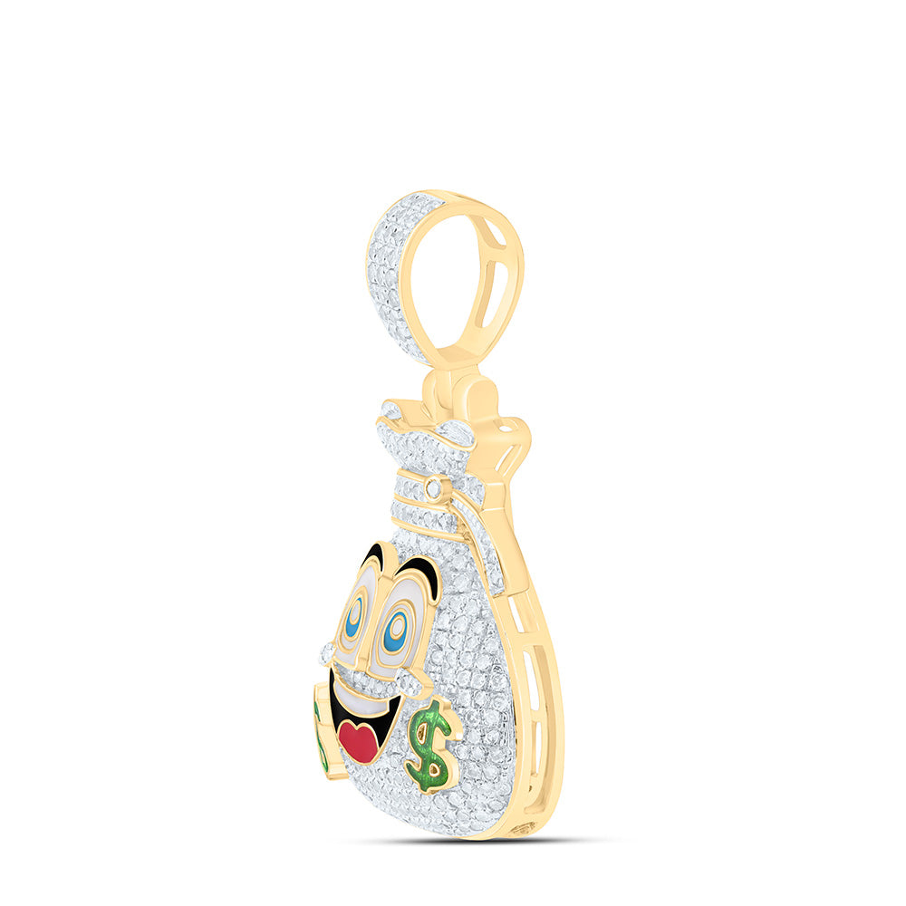 10K Yellow Gold 1/2 Cttw Natural Diamond Nk Money Bag Mens Charm