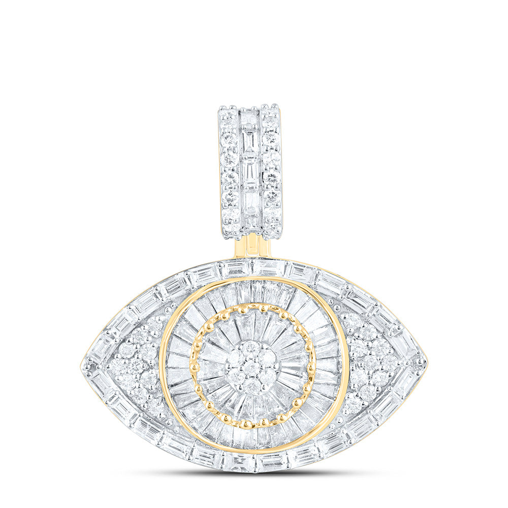 10K Yellow Gold 2 Cttw Natural Diamond Nk Evil Eye Mens Charm