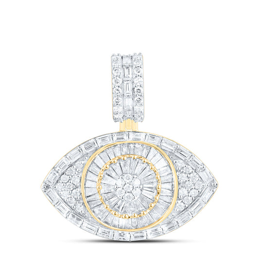 10K Yellow Gold 2 Cttw Natural Diamond Nk Evil Eye Mens Charm