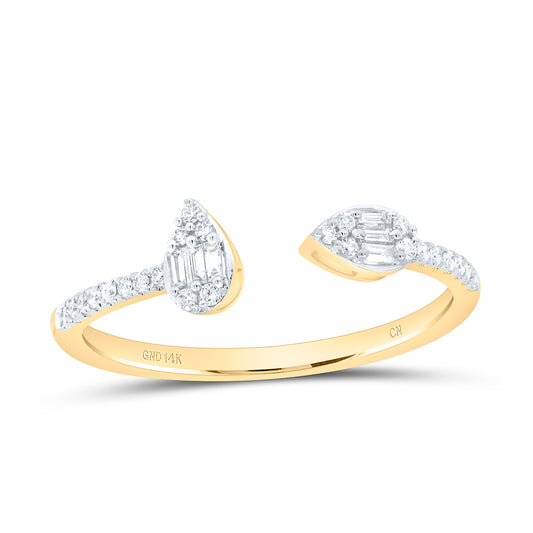 14K Yellow Or White Gold 1/6 Cttw Natural Diamond Cn Fashion Pear Heart Bridal Anniversary Wedding Engagement Band Ring