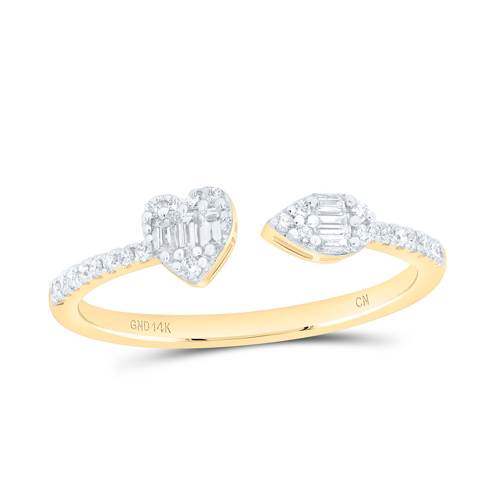 14K Yellor Or White Gold 1/5 Cttw Natural Diamond Cn Fashion Pear Bridal Anniversary Wedding Engagement Band Ring