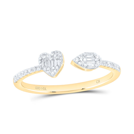 14K Yellor Or White Gold 1/5 Cttw Natural Diamond Cn Fashion Pear Bridal Anniversary Wedding Engagement Band Ring