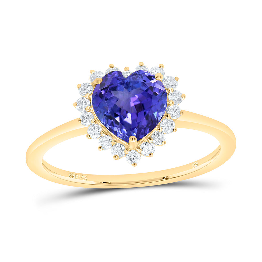 14K Yellow Or White Gold 1/5 Cttw Natural Diamond Cn 7Mm Heart Natural Gem Heart Bridal Anniversary Wedding Engagement Band Ring