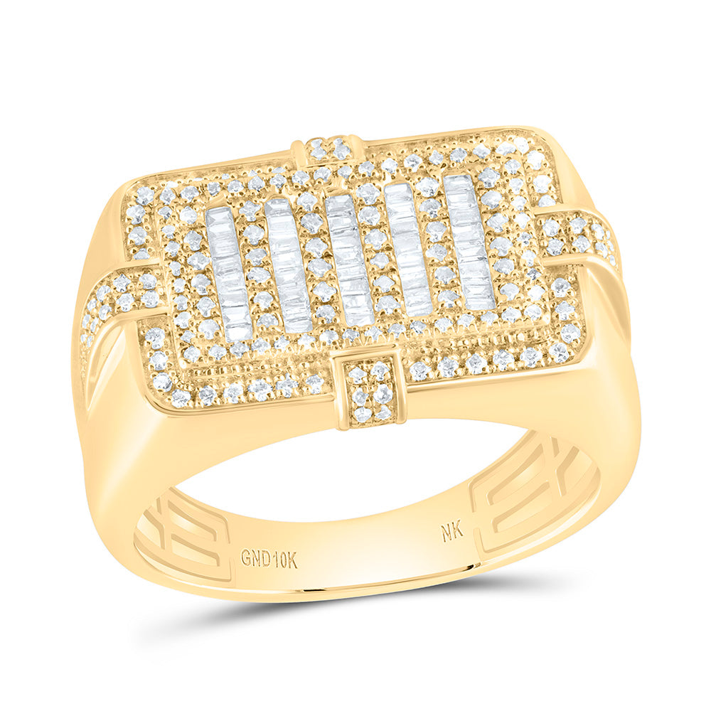 10K Yellow Gold 5/8 Cttw Natural Diamond Nk Mens Bridal Anniversary Wedding Engagement Band Ring