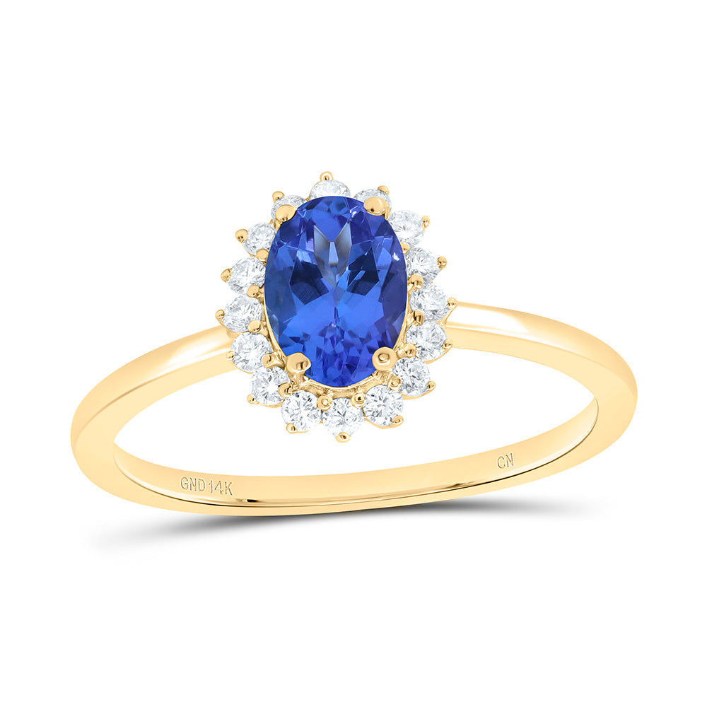 14K Yellow Or White Gold 1/5 Cttw Natural Diamond Cn 7X4.9Mm Oval Natural Gem Oval Bridal Anniversary Wedding Engagement Band Ring