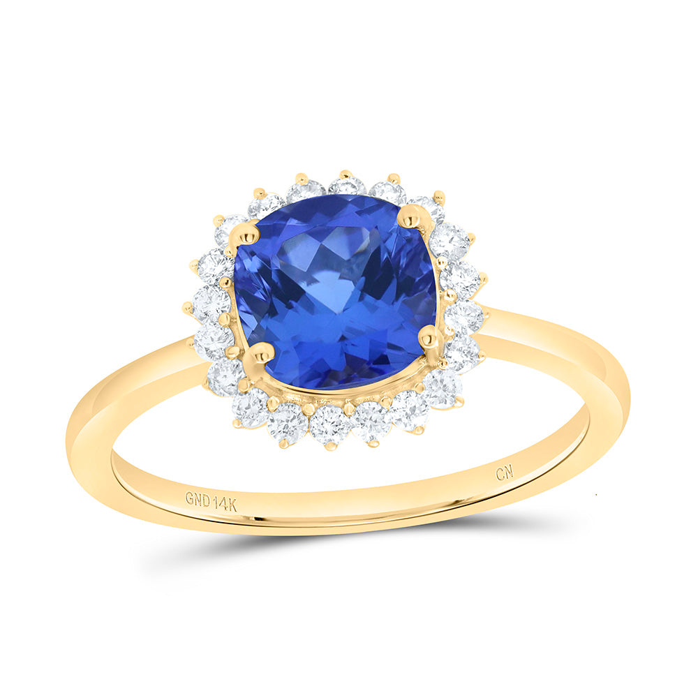 14K Yellow Or White Gold 1/4 Cttw Natural Diamond Cn 7Mm Cushion Natural Gem Cushion Bridal Anniversary Wedding Engagement Band Ring