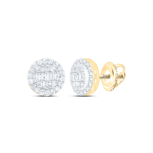 10K Yellow Gold 1/2 Cttw Natural Diamond Nk Fashion Round Earring, L: 8.75 Mm