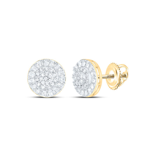 10K Yellow Gold 1/5 Cttw Natural Diamond Nk Fashion Round Earring, L: 7.9 Mm x W: 7.9 Mm