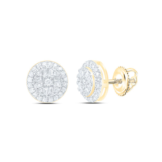 10K Yellow Gold 1/5 Cttw Natural Diamond Nk Fashion Round Earring, L: 7.7 Mm x W: 7.7 Mm