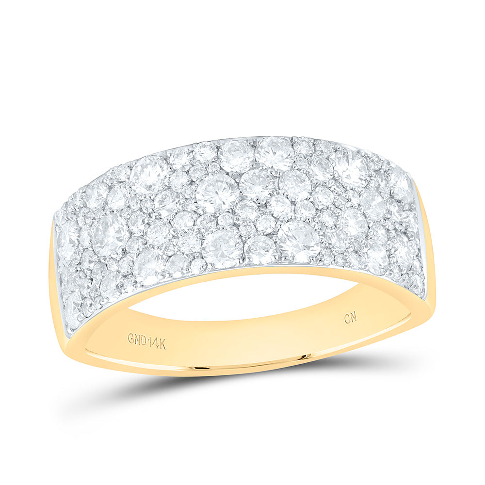 14K Yellow Or White Gold 1 7/8 Cttw Natural Diamond Cn Fashion Bridal Anniversary Wedding Engagement Band Ring