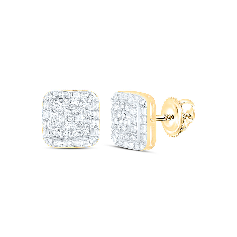10K Yellow Gold 3/8 Cttw Natural Diamond Nk Fashion Square Earring