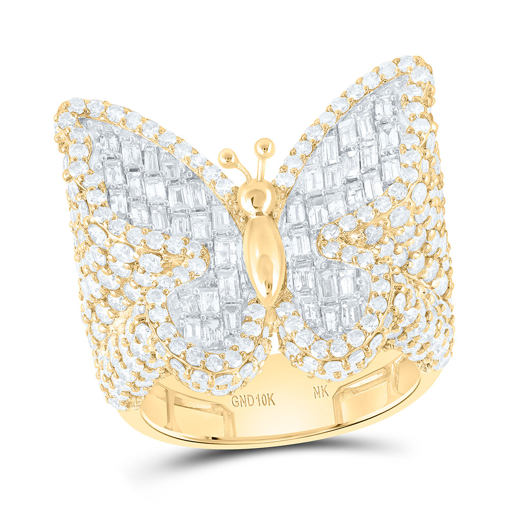 10K Yellow Gold 4 3/4 Cttw Natural Diamond Nk Fashion Butterfly Bridal Anniversary Wedding Engagement Band Ring