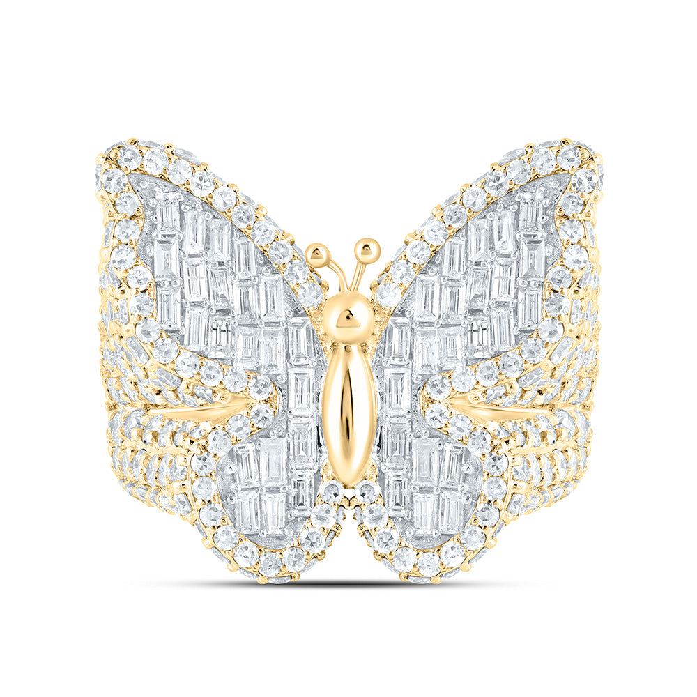 10K Yellow Gold 4 3/4 Cttw Natural Diamond Nk Fashion Butterfly Bridal Anniversary Wedding Engagement Band Ring