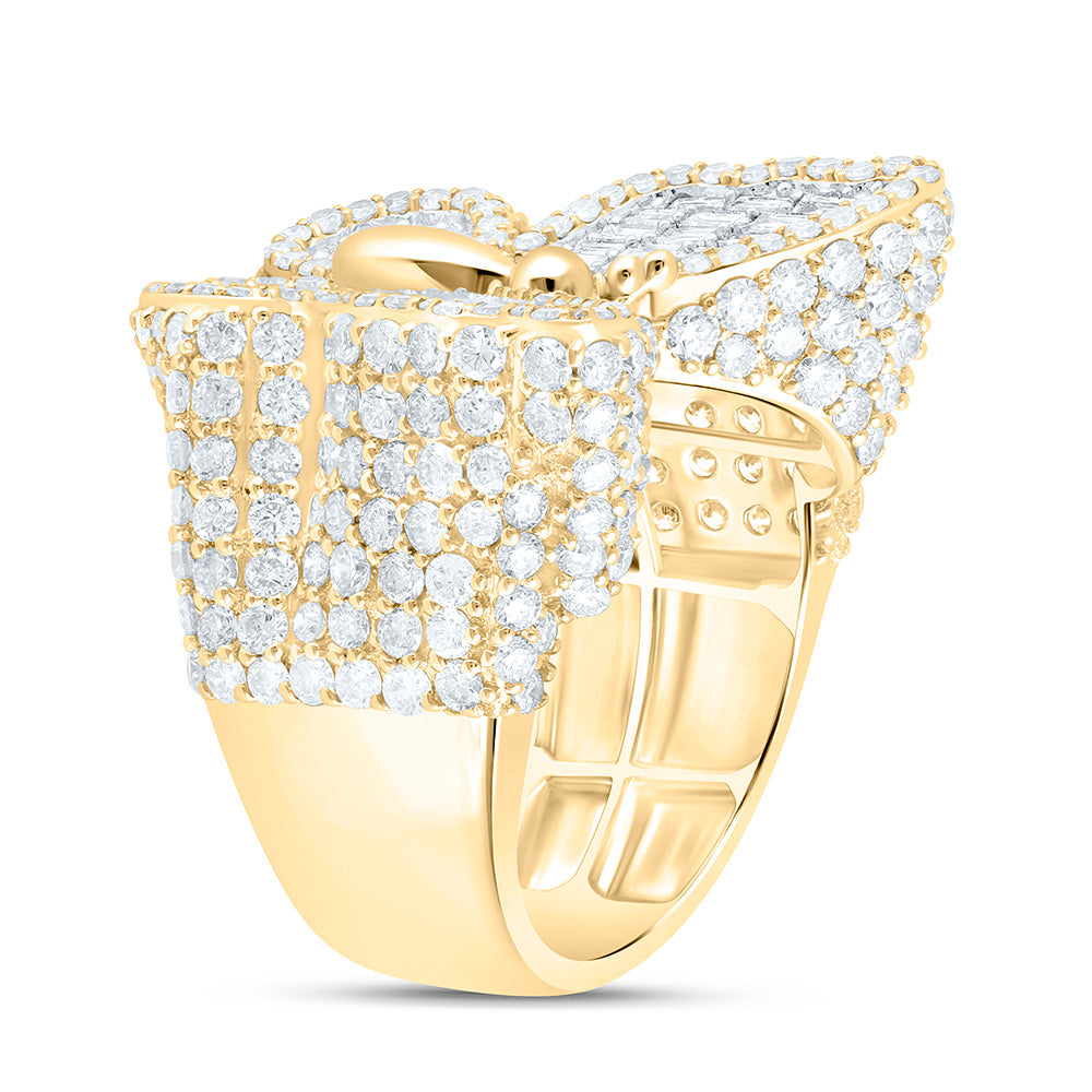 10K Yellow Gold 4 3/4 Cttw Natural Diamond Nk Fashion Butterfly Bridal Anniversary Wedding Engagement Band Ring