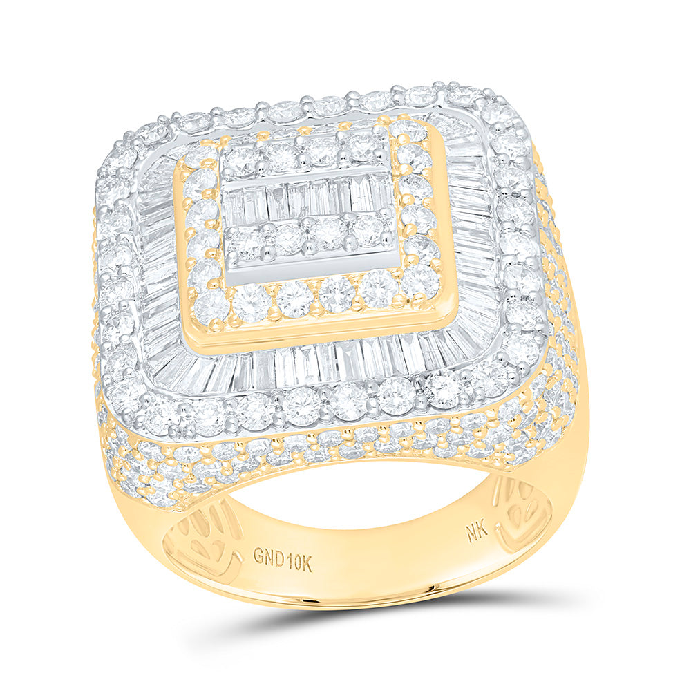 10K Yellow Gold 5 7/8 Cttw Natural Diamond Nk Square Mens Bridal Anniversary Wedding Engagement Band Ring