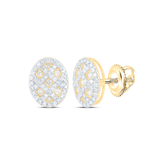 10K Yellow Gold 1/2 Cttw Natural Diamond Nk Fashion Round Earring, L: 10.2 Mm x W: 10.2 Mm