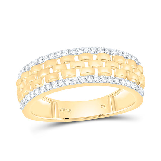 10K Yellow Gold 3/8 Cttw Natural Diamond Nk Mens Bridal Anniversary Wedding Engagement Band Ring