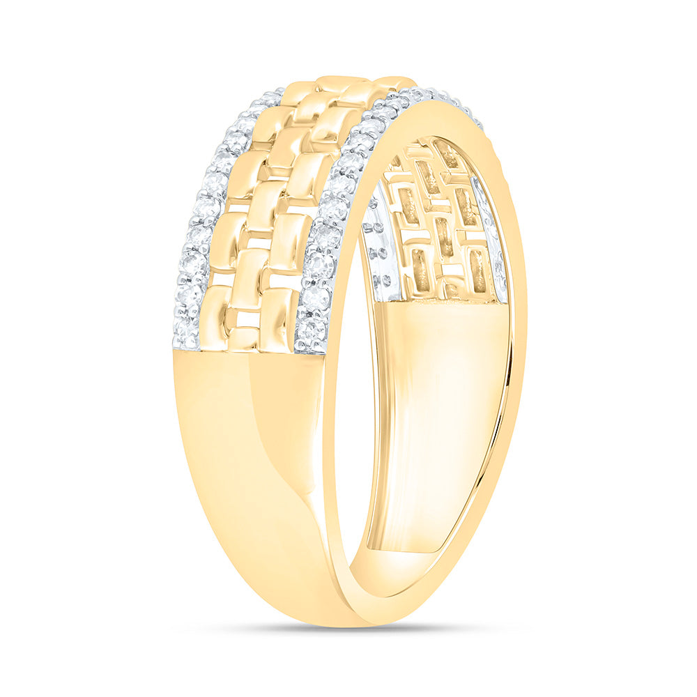 10K Yellow Gold 3/8 Cttw Natural Diamond Nk Mens Bridal Anniversary Wedding Engagement Band Ring
