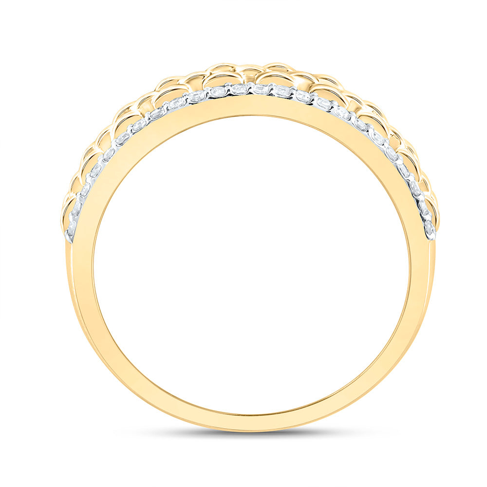 10K Yellow Gold 3/8 Cttw Natural Diamond Nk Mens Bridal Anniversary Wedding Engagement Band Ring