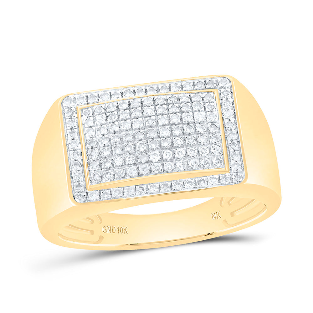 10K Yellow Gold 1/2 Cttw Natural Diamond Nk Mens Bridal Anniversary Wedding Engagement Band Ring
