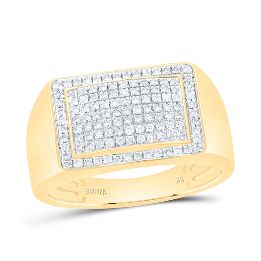 10K Yellow Gold 1/2 Cttw Natural Diamond Nk Mens Bridal Anniversary Wedding Engagement Band Ring