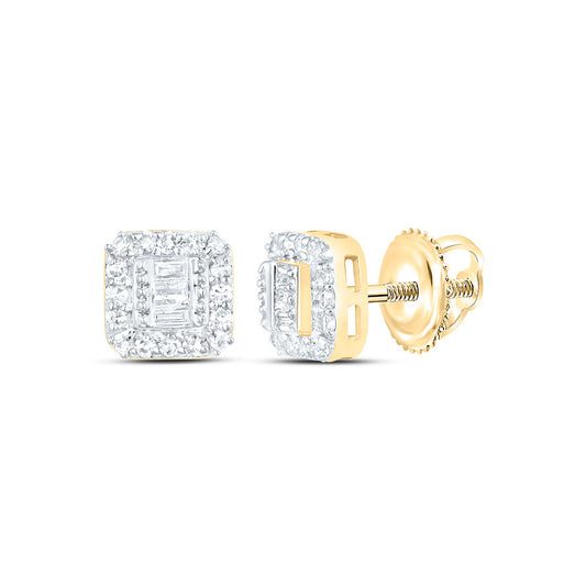 10K Yellow Gold 1/4 Cttw Natural Diamond Nk Fashion Square Earring