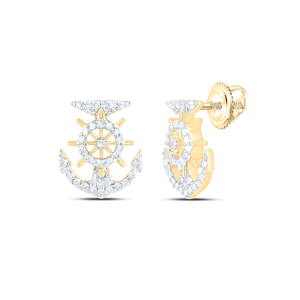 10K Yellow Gold 1/6 Cttw Natural Diamond Nk Fashion Anchor Earring