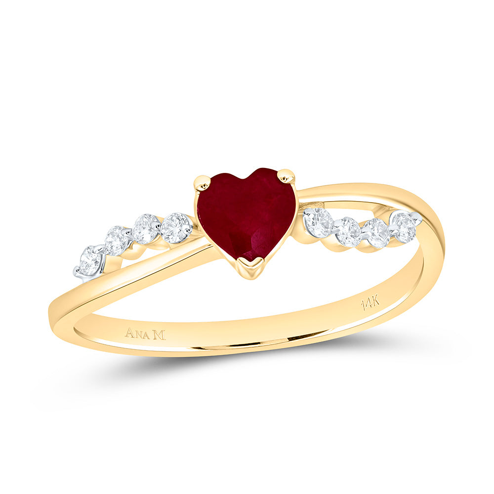 14K Yellow Or White Gold 1/8 Cttw Natural Diamond Ana M 5Mm Heart Natural Gem Heart Bridal Anniversary Wedding Engagement Band Ring