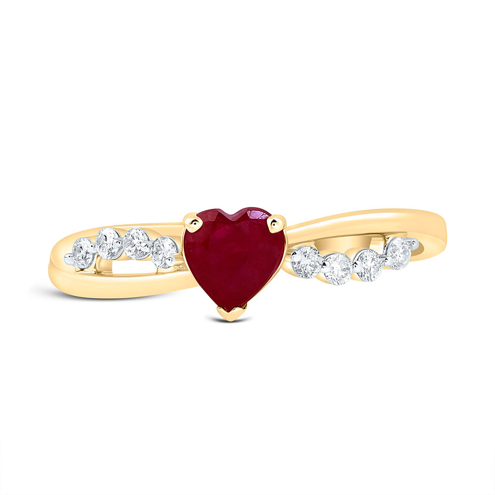 14K Yellow Or White Gold 1/8 Cttw Natural Diamond Ana M 5Mm Heart Natural Gem Heart Bridal Anniversary Wedding Engagement Band Ring