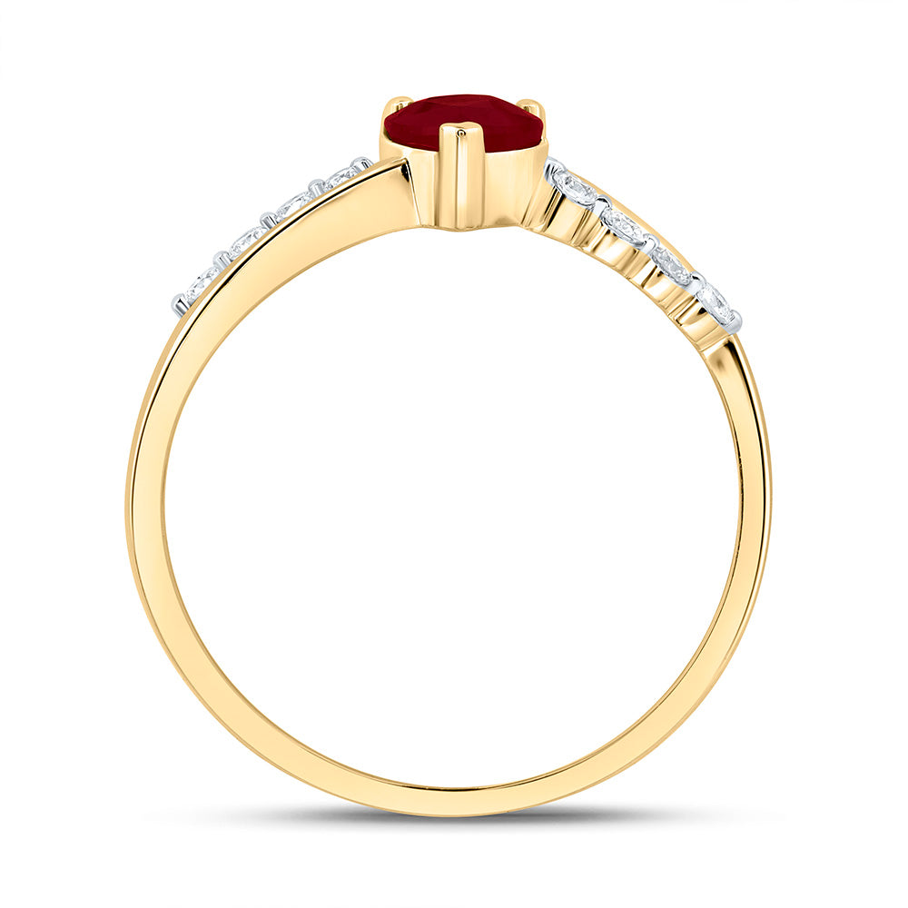14K Yellow Or White Gold 1/8 Cttw Natural Diamond Ana M 5Mm Heart Natural Gem Heart Bridal Anniversary Wedding Engagement Band Ring