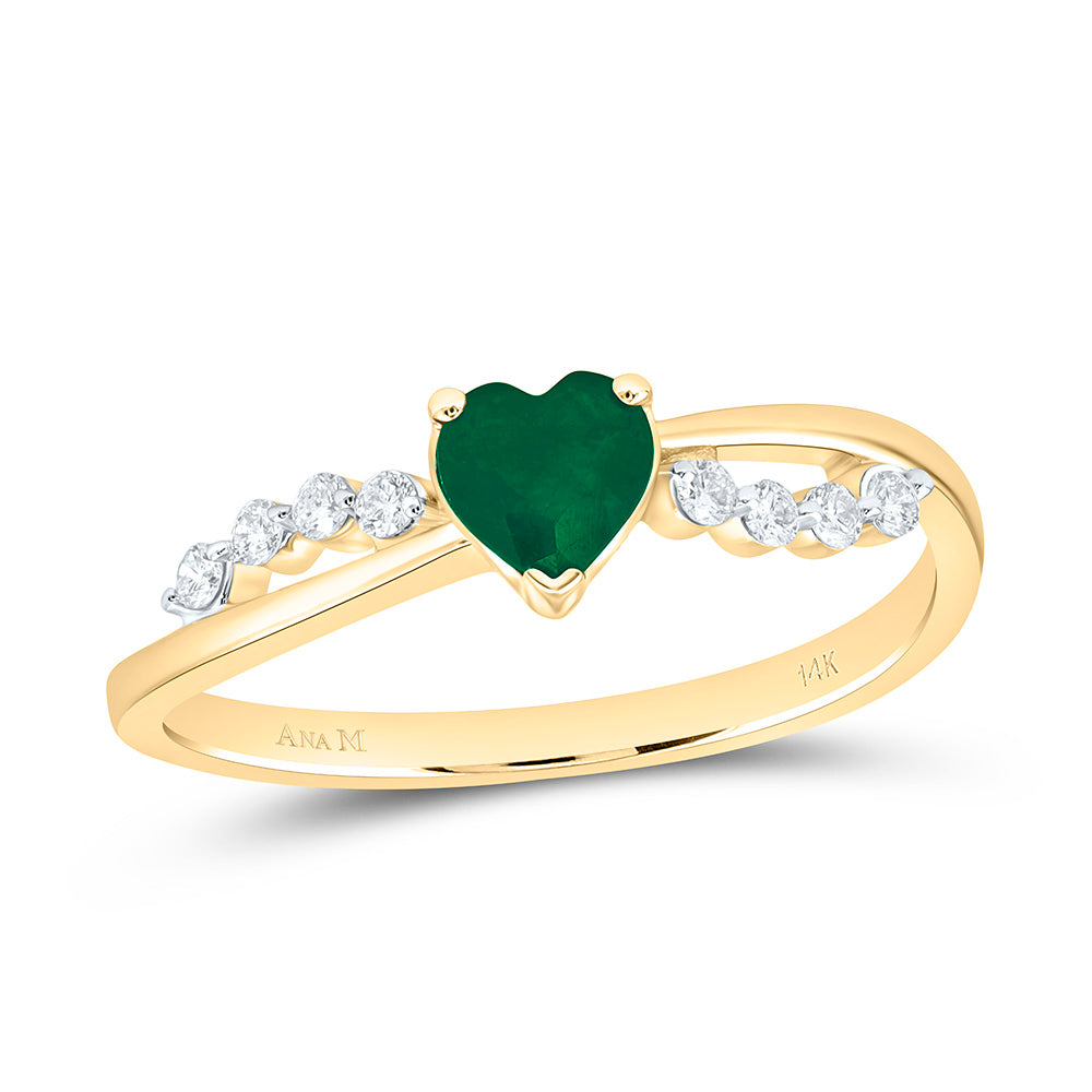 14K Yellow Or White Gold 1/8 Cttw Natural Diamond Ana M 5Mm Heart Natural Gem Heart Bridal Anniversary Wedding Engagement Band Ring