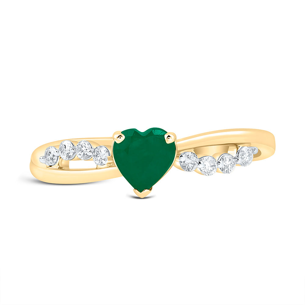 14K Yellow Or White Gold 1/8 Cttw Natural Diamond Ana M 5Mm Heart Natural Gem Heart Bridal Anniversary Wedding Engagement Band Ring
