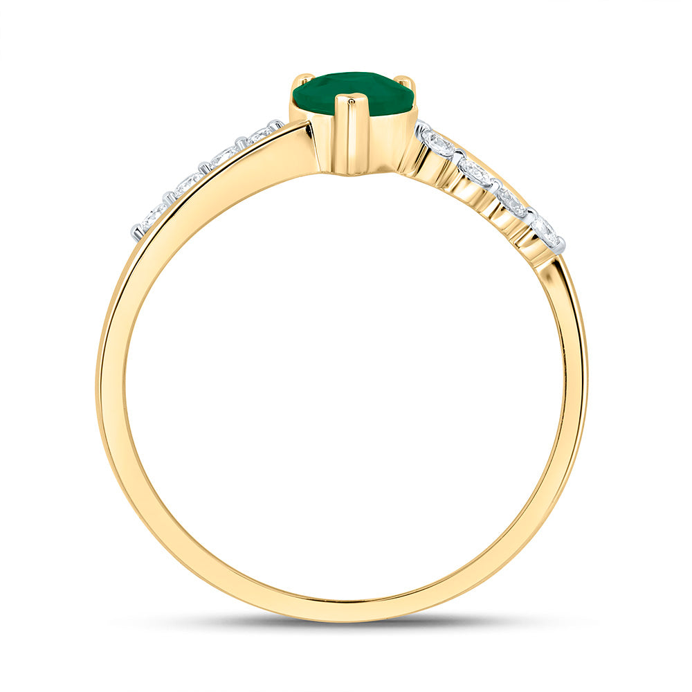 14K Yellow Or White Gold 1/8 Cttw Natural Diamond Ana M 5Mm Heart Natural Gem Heart Bridal Anniversary Wedding Engagement Band Ring
