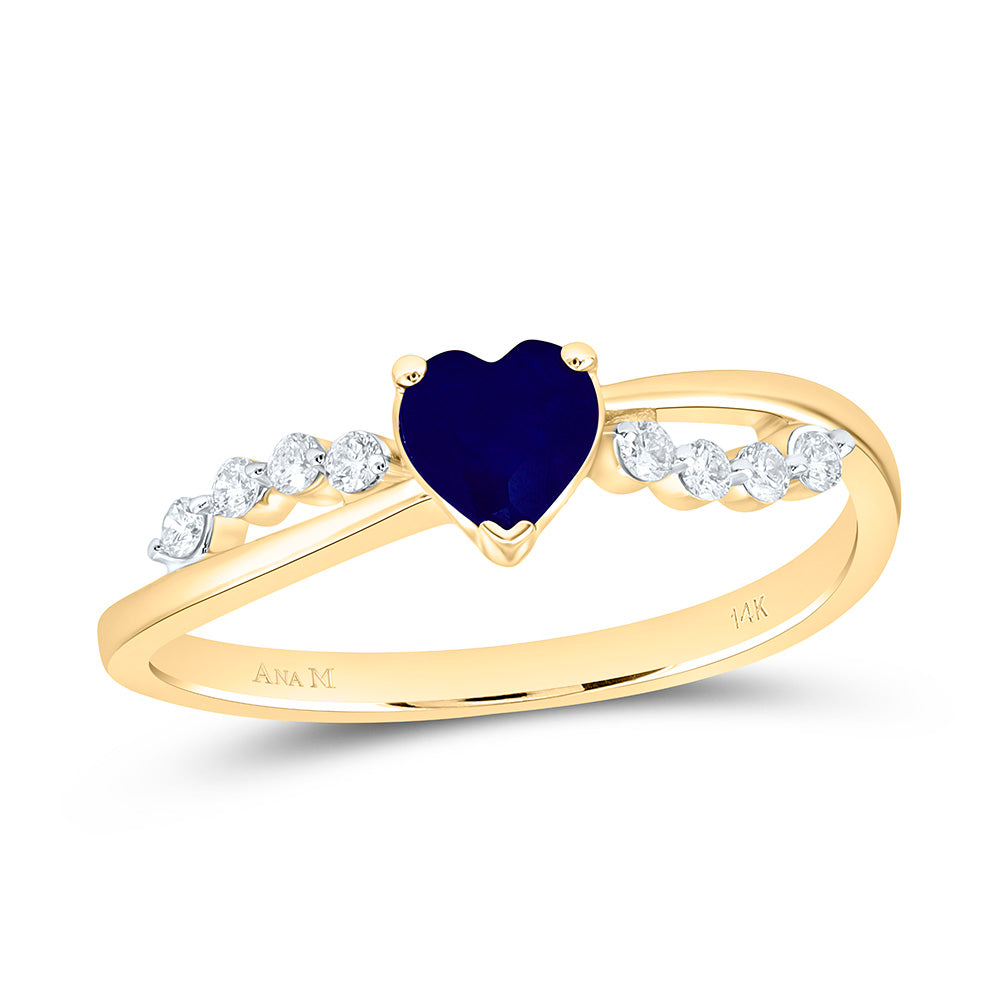 14K Yellow Or White Gold 1/8 Cttw Natural Diamond Ana M 5Mm Heart Natural Gem Heart Bridal Anniversary Wedding Engagement Band Ring
