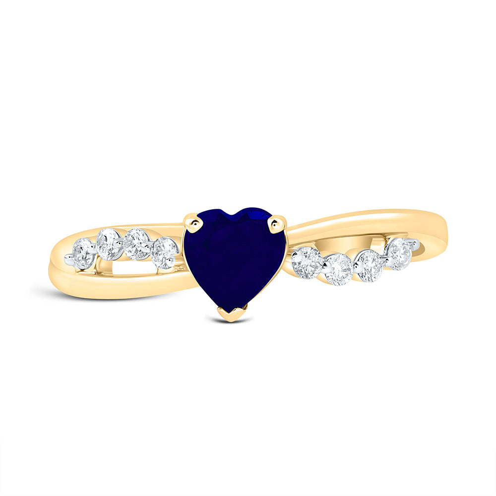 14K Yellow Or White Gold 1/8 Cttw Natural Diamond Ana M 5Mm Heart Natural Gem Heart Bridal Anniversary Wedding Engagement Band Ring