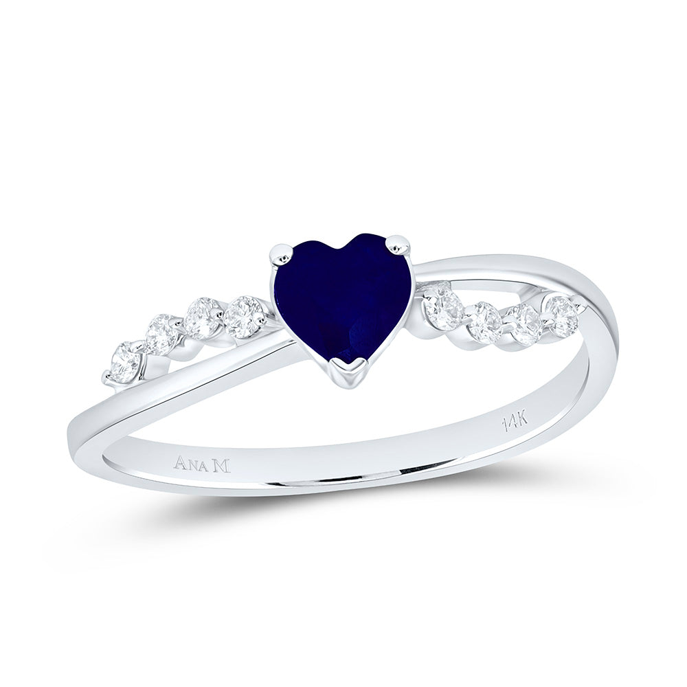 14K Yellow Or White Gold 1/8 Cttw Natural Diamond Ana M 5Mm Heart Natural Gem Heart Bridal Anniversary Wedding Engagement Band Ring