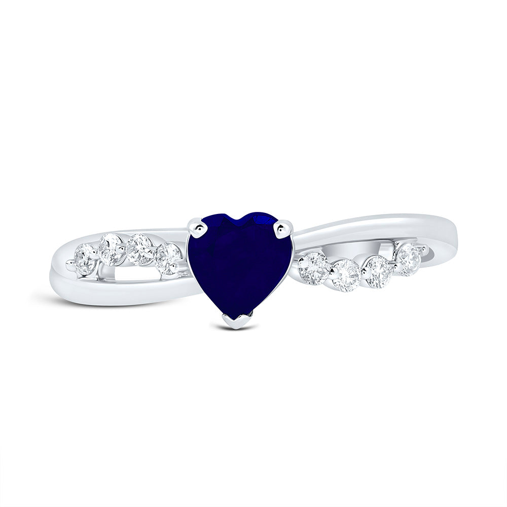 14K Yellow Or White Gold 1/8 Cttw Natural Diamond Ana M 5Mm Heart Natural Gem Heart Bridal Anniversary Wedding Engagement Band Ring