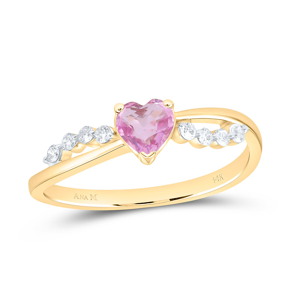 14K Yellow Or White Gold 1/8 Cttw Natural Diamond Ana M 5Mm Heart Natural Gem Heart Bridal Anniversary Wedding Engagement Band Ring