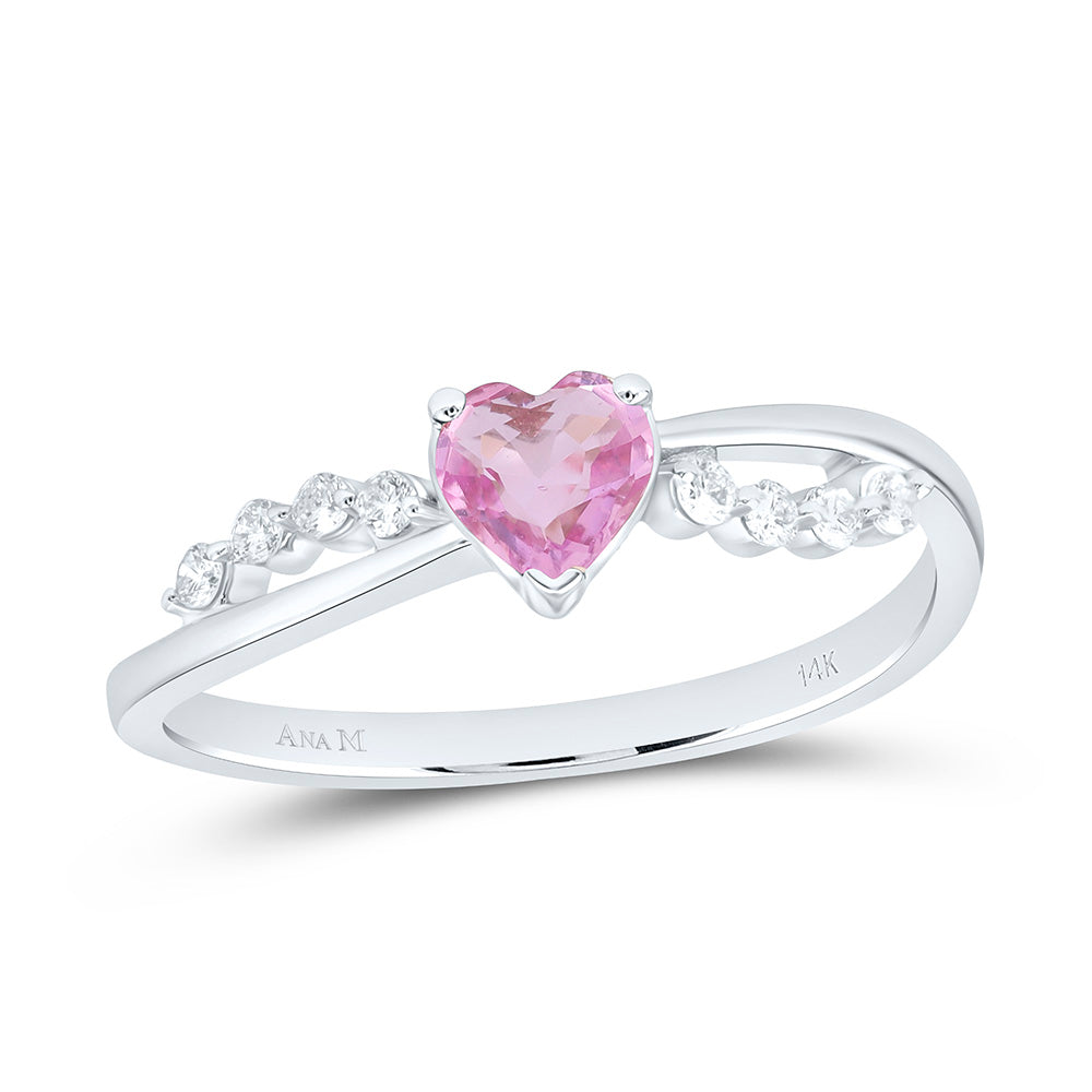 14K Yellow Or White Gold 1/8 Cttw Natural Diamond Ana M 5Mm Heart Natural Gem Heart Bridal Anniversary Wedding Engagement Band Ring