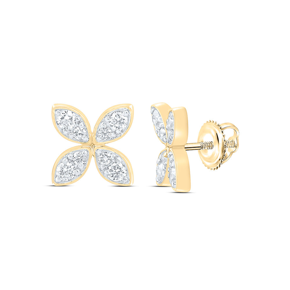 14K Yellow Or White Gold 3/8 Cttw Natural Diamond Ana M Fashion Flower Earring