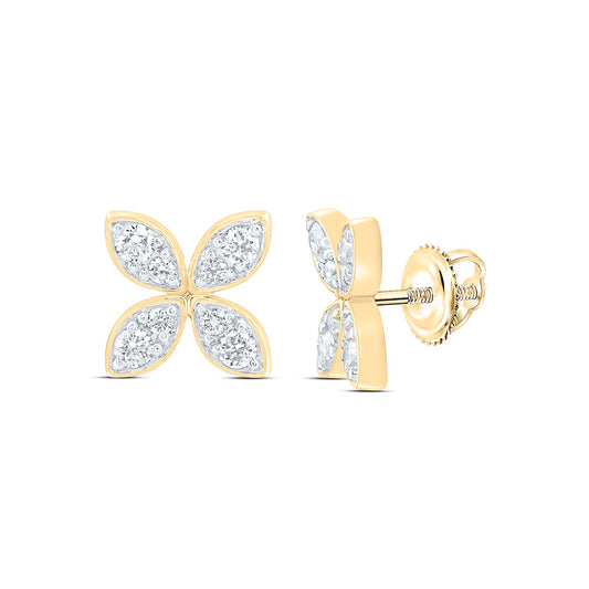 14K Yellow Or White Gold 3/8 Cttw Natural Diamond Ana M Fashion Flower Earring