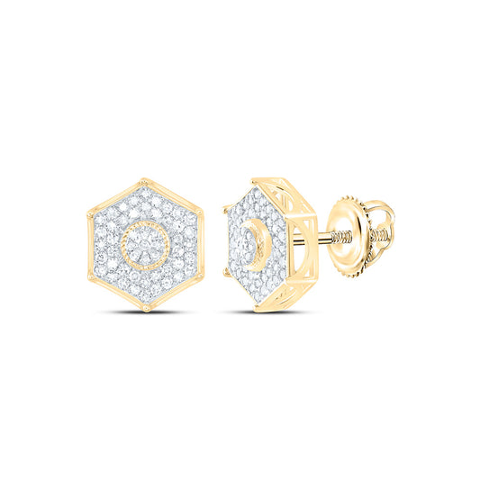 10K Yellow Gold 3/8 Cttw Natural Diamond Nk Fashion Hexagon Earring